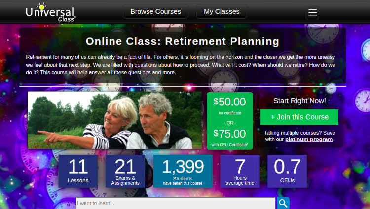 Online Class: Retirement Planning by Universal Class