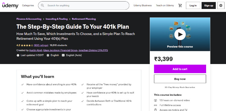 The Step-By-Step Guide to Your 401K Plan by Austil Abell, Glass Jacobson Financial Group, Jonathan Dinkins CPAPFS on Udemy